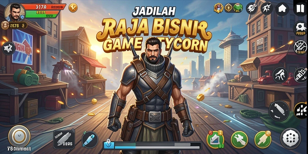 Tangkapan layar gameplay menampilkan suasana bisnis yang dinamis.
