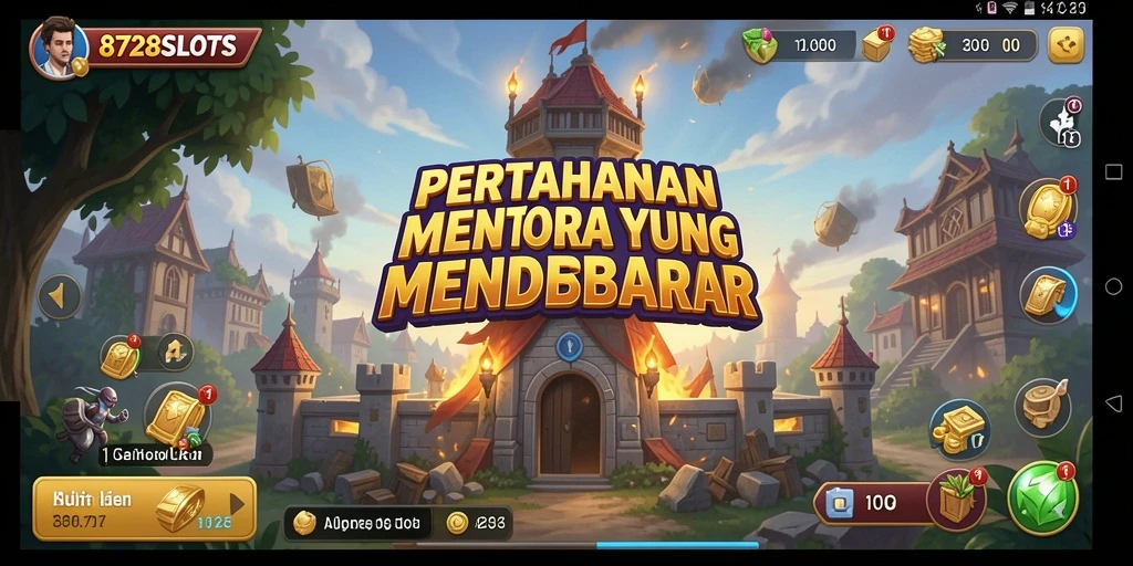 Tampilan strategi menara dalam gameplay 8728SLOTS yang mendebarkan.