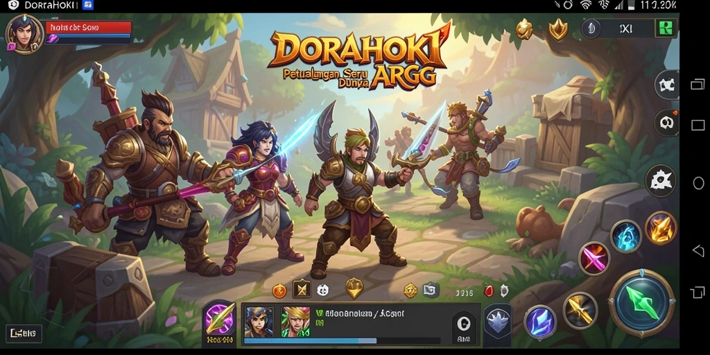 Gameplay seru DORAHOKI dengan pertarungan yang mendebarkan.