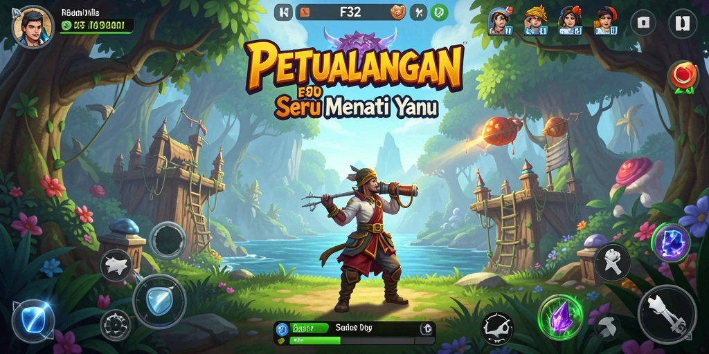 Tampilan mendebarkan gameplay F32 di dunia petualangan.