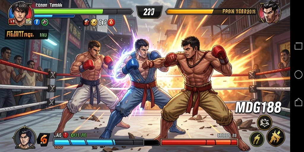 Screenshot gameplay MDG188, menampilkan aksi pertarungan yang intens.