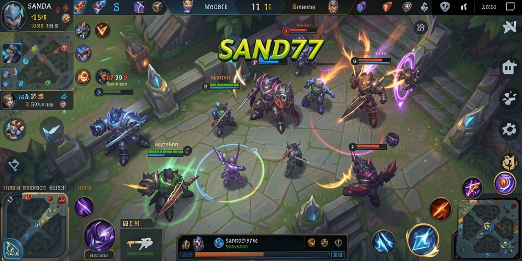 Tangkapan layar dari gameplay mendebarkan SAND77 di arena MOBA.