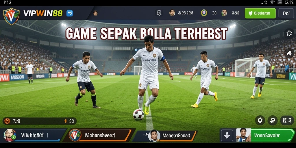 Screenshot utama VIPWIN88 yang menampilkan aksi gameplay sepak bola yang mendebarkan.